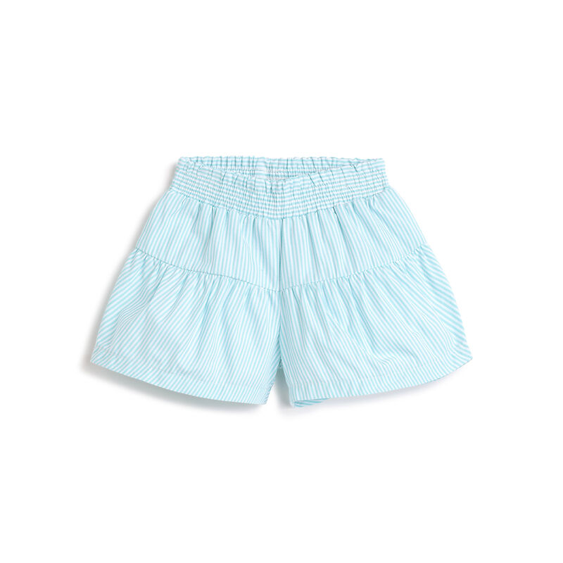 Girls White and Light Blue Striped Shorts image number 0